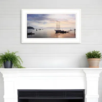 Homezia Bar Harbor Silhouettes 1 White Framed Print Wall Art