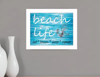 Homezia Beach Life 3 White Framed Print Wall Art
