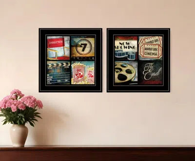 Homezia Set Of Two At The Movies Black Framed Print Wall Art
