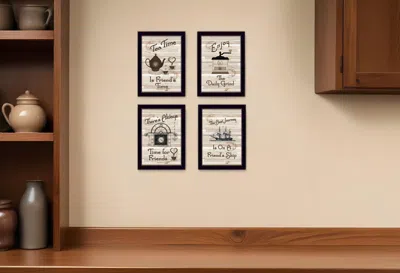 Homezia Set Of Four Friendship 2 Black Framed Print Kitchen Wall Art