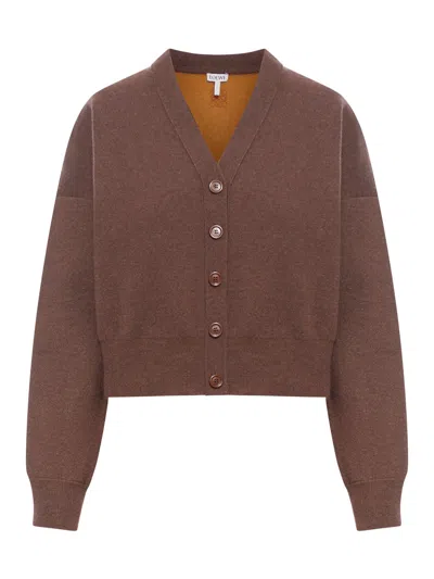 Loewe Knitted Cardigan In Brown