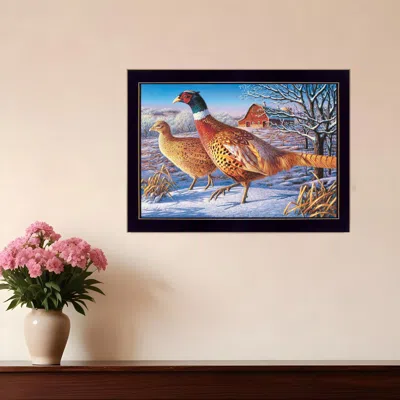 Homezia Frosty Morning Ringnecks 1 Black Framed Print Wall Art