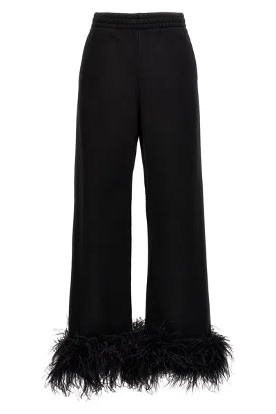 Prada Jogginghose Aus Baumwollfleece Mit Federbesatz In Black