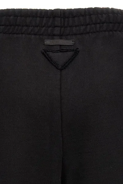 Prada Jogginghose Aus Baumwollfleece Mit Federbesatz In Black