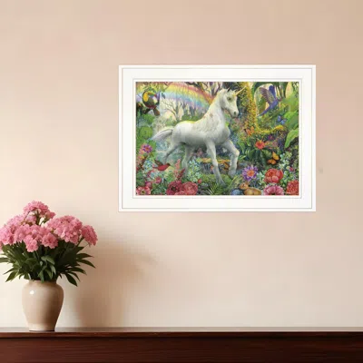 Homezia Rainbow Unicorn 2 White Framed Print Wall Art