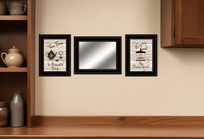 Homezia Set Of Three Enjoy Tea Time 3 Black Framed Print Kitchen Wall Art