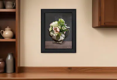 Homezia Vintage Floral Tea Pot 1 Black Framed Print Kitchen Wall Art