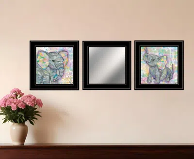 Homezia Set Of Three Elephant I And Ii 3 Black Framed Print Wall Art
