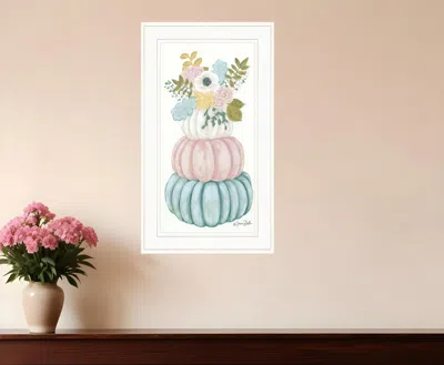 Homezia Floral Pumpkins White Framed Print Wall Art