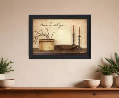 Homezia Peace Be With You 3 Black Framed Print Wall Art