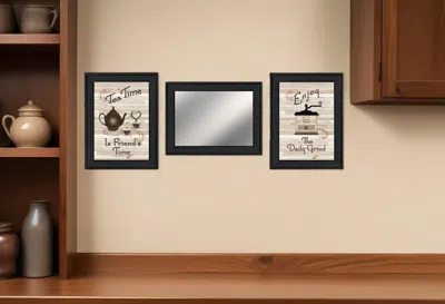 Homezia Set Of Three Enjoy Tea Time 2 Black Framed Print Kitchen Wall Art