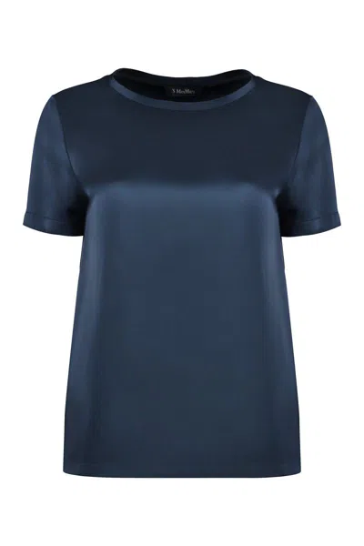 Shop 's Max Mara Rebecca Satin T-shirt In Blue