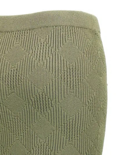 Balmain Openwork Knit Mini Skirt In Green