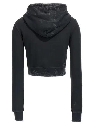Diesel Oval-d Logo Hooded Cropped Sweatshirt In Black