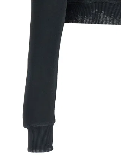 Diesel Oval-d Logo Hooded Cropped Sweatshirt In Black