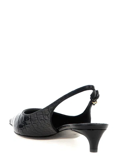 Dolce & Gabbana Mun 30 Croc-embossed Leather Slingback Pumps In Black