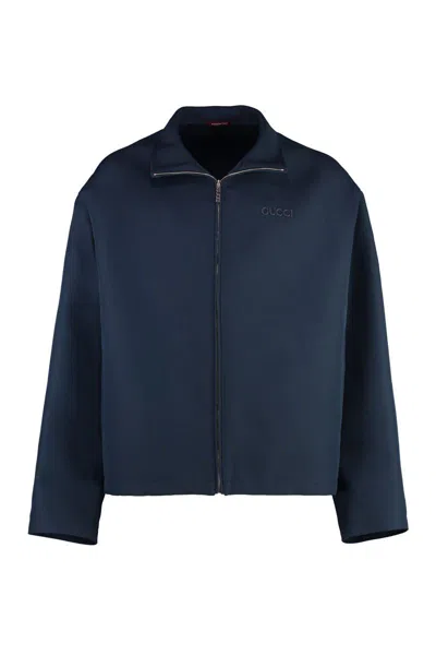 Shop Gucci Wool Blend Jacket In Blue