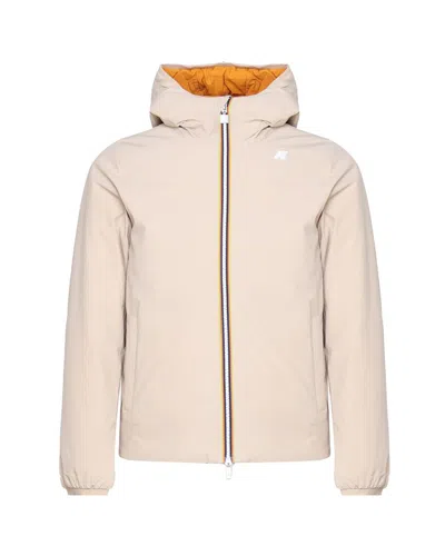 K-way Double Face Jacket In Beige, Yellow