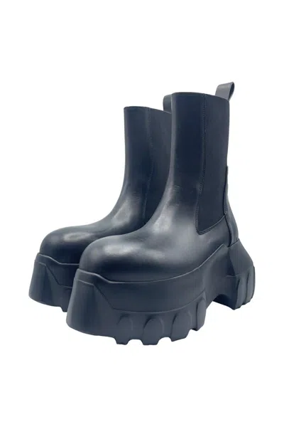 Rick Owens Mega Bumper Beatle Leather Chelsea Boots In Black