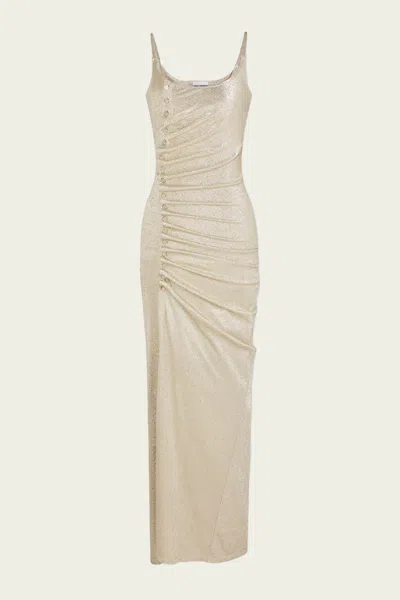 Rabanne Button-embellished Ruched Maxi Dress