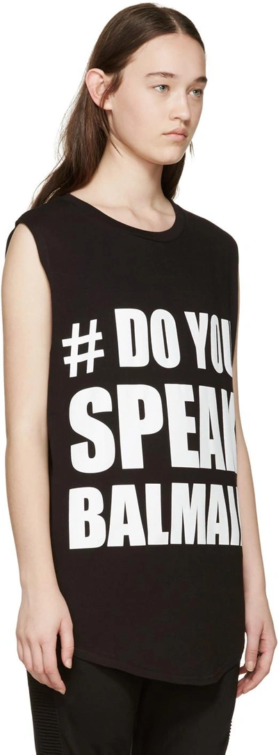 Shop Balmain Black 'do You Speak ' T-shirt