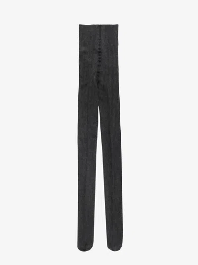 Max Mara Zavorra Ribbed Cotton Tights In Grey