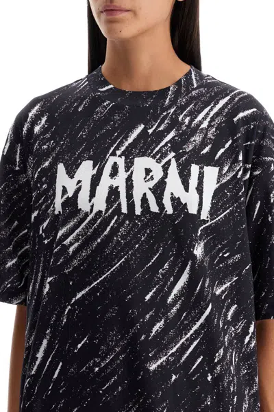 Shop Marni "abstract Pattern Logo T-shirt With In Black