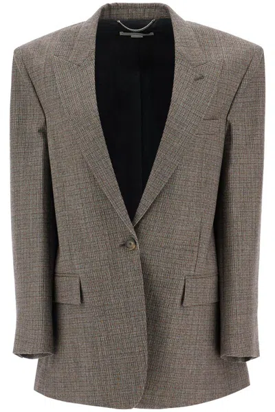 Stella Mccartney Houndstooth Single Breasted Bl In Grey
