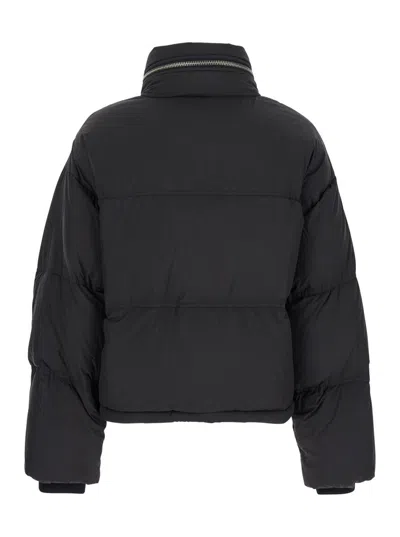 Ami Alexandre Mattiussi Black Down Jacket With Adc Embroidery And Removable Hood In Black