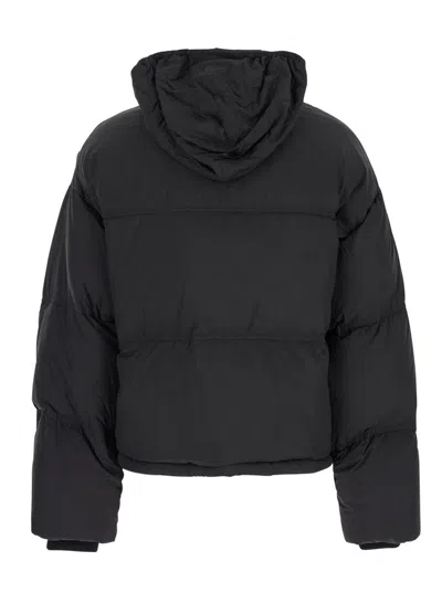 Ami Alexandre Mattiussi Black Down Jacket With Adc Embroidery And Removable Hood In Black