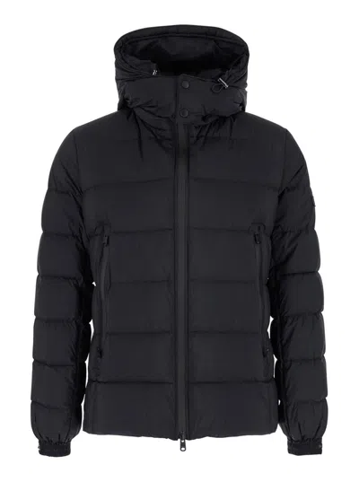 Tatras Borbore Black Down Jacket With Hood And Logo Patch On The Side In Tech Fabric Man In Black