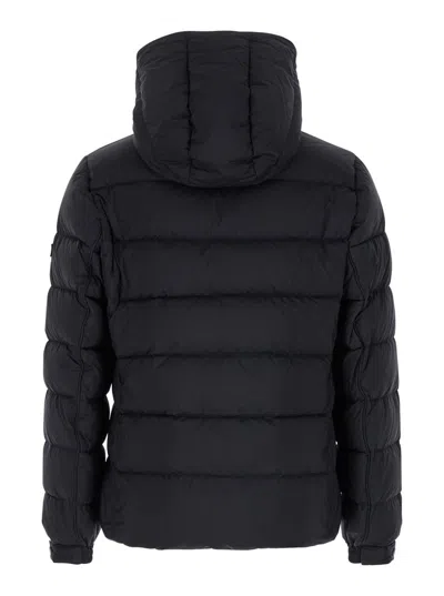 Tatras Borbore Black Down Jacket With Hood And Logo Patch On The Side In Tech Fabric Man In Black