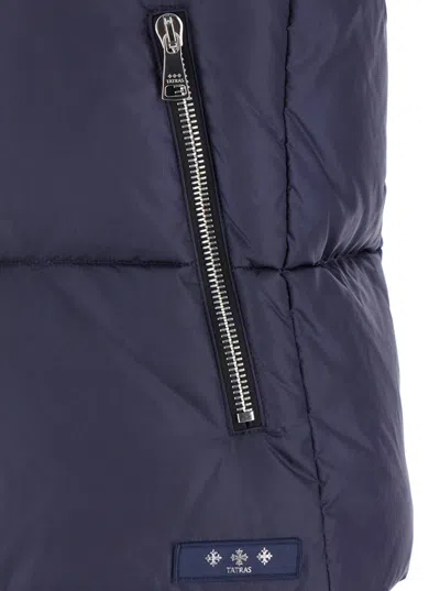 Tatras 'melko' Blue Sleeveless Down Jacket With Hood And Logo Patch In Blue