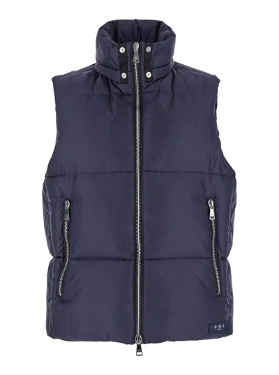 Tatras 'melko' Blue Sleeveless Down Jacket With Hood And Logo Patch In Blue