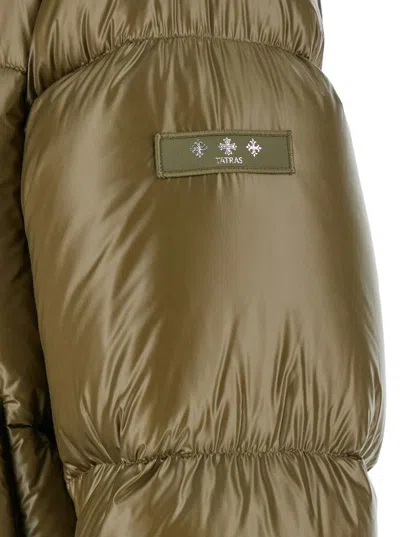 Tatras 'belbo' Green Down Jacket With Drawstring Hood And Logo Patch In Green