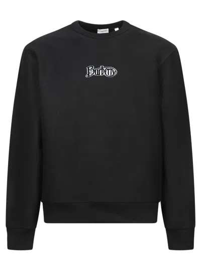 Burberry Black Logo Cotton Blend Sweatshirt In Black