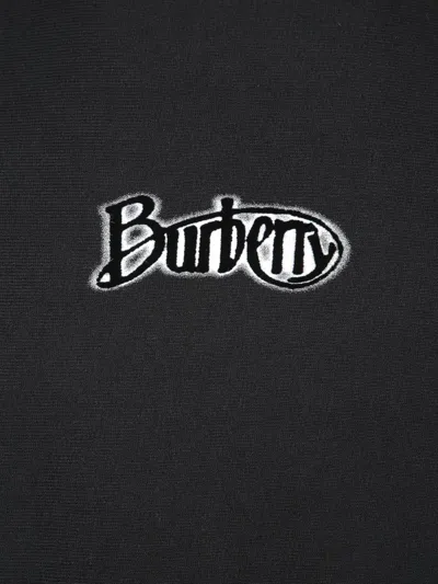 Burberry Black Logo Cotton Blend Sweatshirt In Black