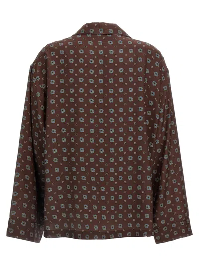 Moschino Couture Printed Silk Shirt In Brown