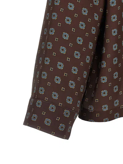 Moschino Couture Printed Silk Shirt In Brown