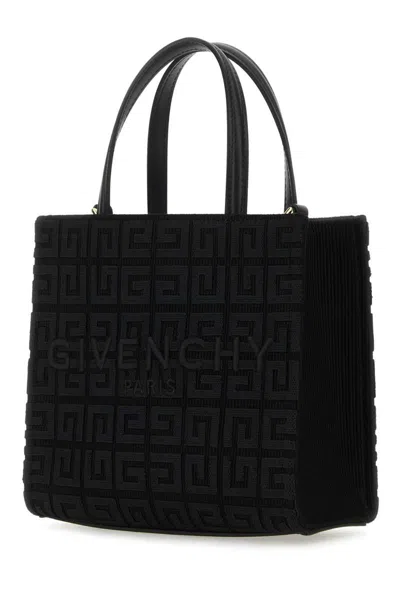 Givenchy Structured Black Mini G-tote Bag With Embroidered Monogram In Black