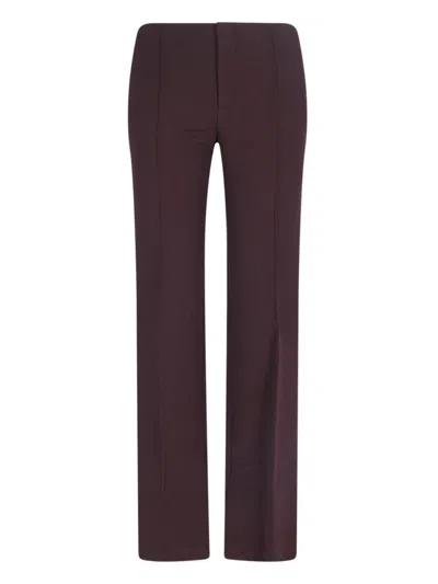 Chloé Chloe Black Stretch Wool Pant In Brown