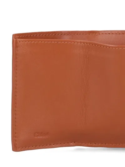 Chloé Sense Mini Tri-fold Wallet In Tan Soft Leather In Brown
