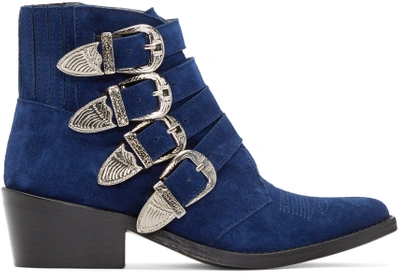 Shop Toga Blue Western Buckle Boots