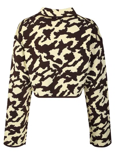 Nanushka Brown Cropped Jacket In Multicolor