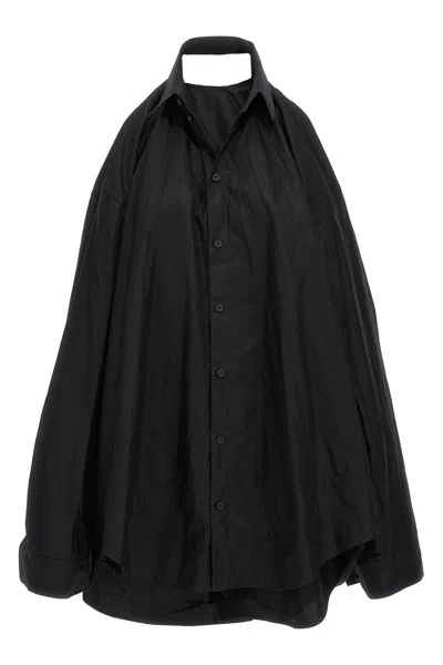 Balenciaga Suspended Cotton Poplin Dress In Black