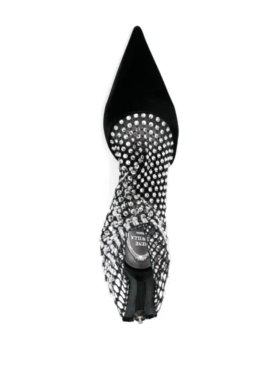 René Caovilla Rene Caovilla Galaxia Crystal Mesh Ankle Boots In Black