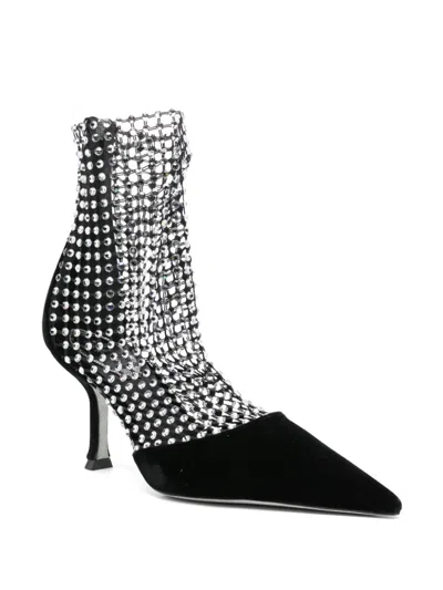 René Caovilla Rene Caovilla Galaxia Crystal Mesh Ankle Boots In Black