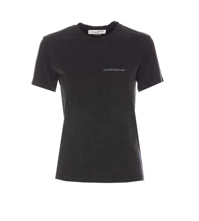 Victoria Beckham Organic Cotton Half Sleeve T-shirt In Black