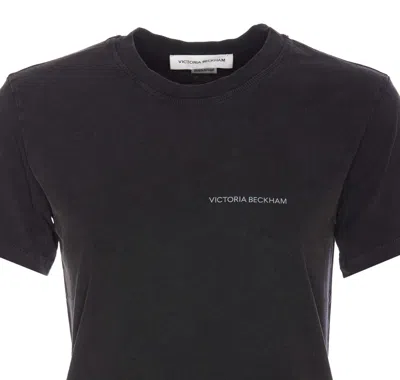 Victoria Beckham Organic Cotton Half Sleeve T-shirt In Black