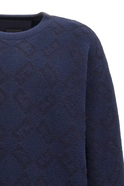 Givenchy Embroidered Logo Crew Neck Sweater In Blue